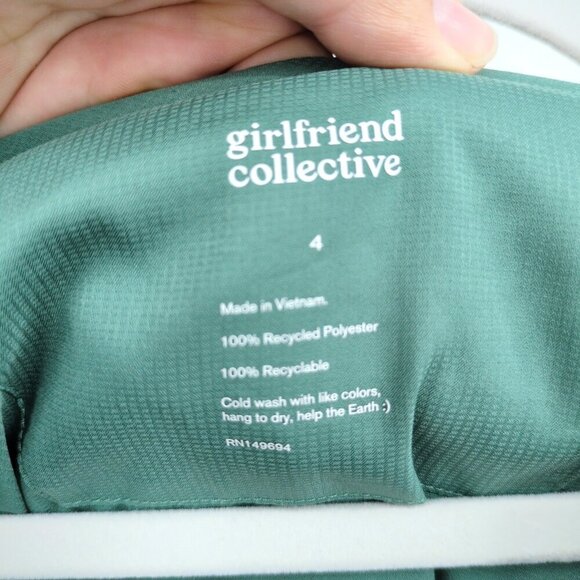 Girlfriend Collective Women 4 Polyester Lightweight Jacket Hooded Green Half Zip - Picture 5 of 7